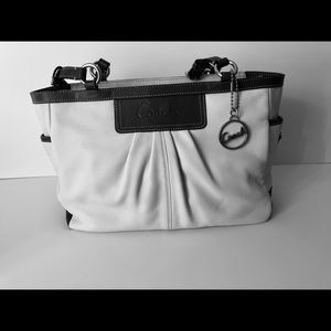 Coach Purse White With Gray Accents